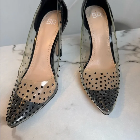 bp Black and Gray Heels with Studded Embellishments - Picture 1 of 5